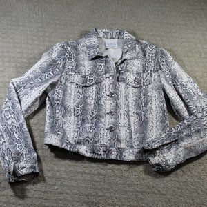 Sofia's Jeans Size M Grey and White Snakeskin Print Denim Jacket - LIKE NEW